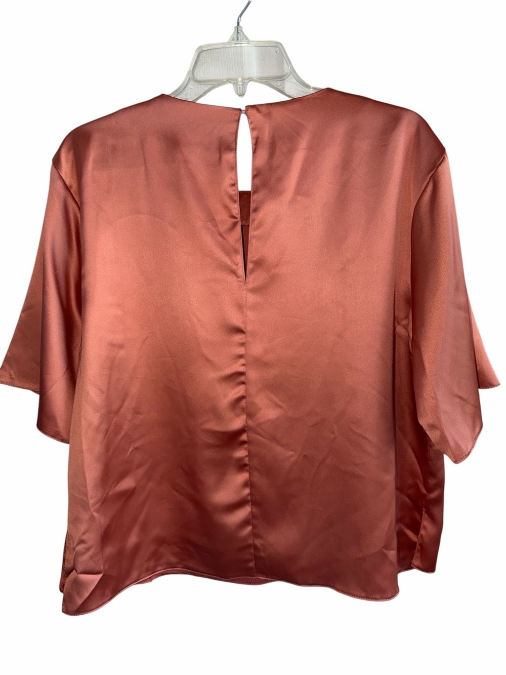 Asos Design Satin Short-Sleeve Blouse - Rose Gold Size 6 - Picture 3 of 8
